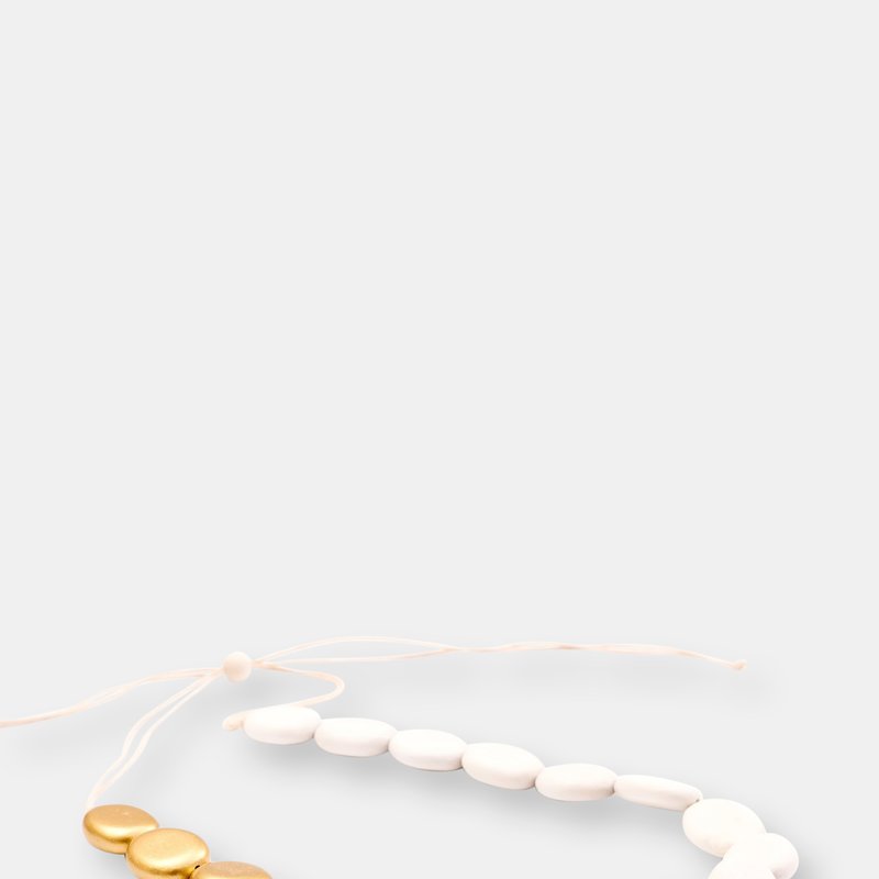Shop Likha White Wooden Bead Necklace