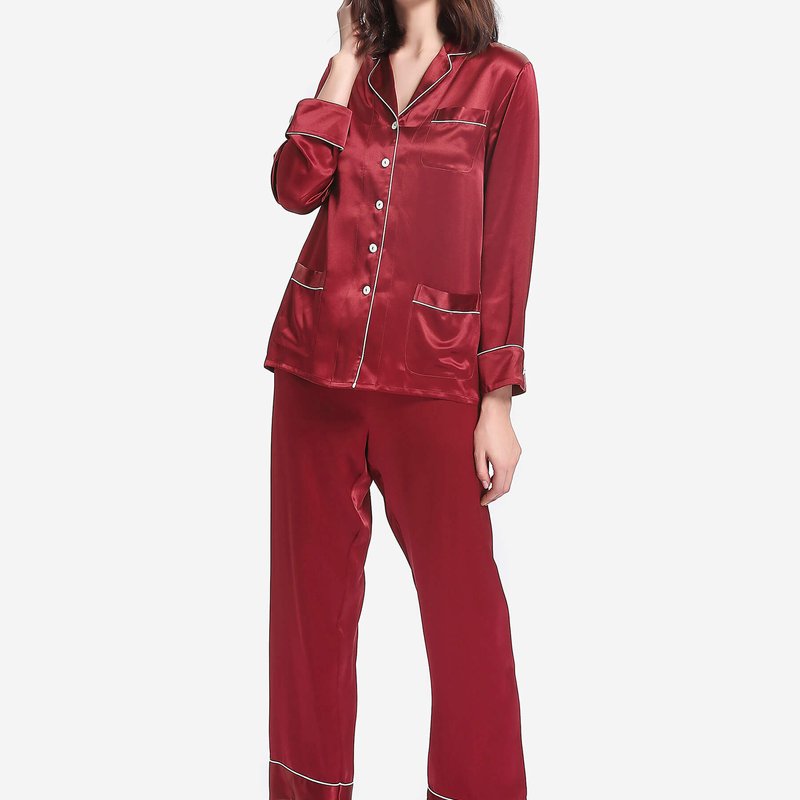 Shop Lilysilk 22 Momme Chic Trimmed Silk Pajamas Set In Red