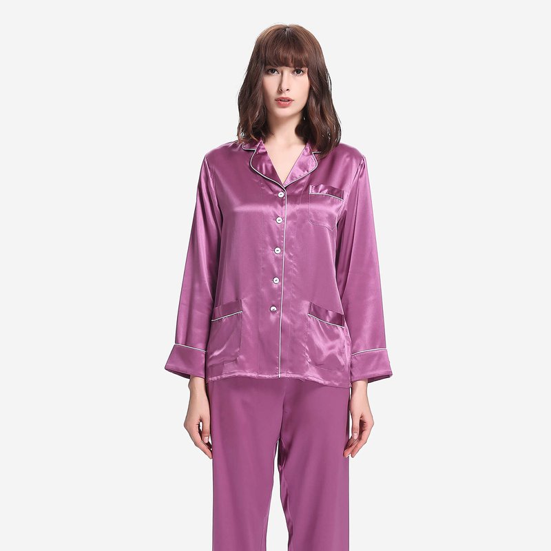 Lilysilk 22 Momme Chic Trimmed Silk Pajamas Set In Purple