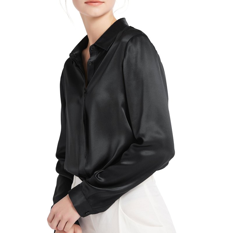 Lilysilk Basic Concealed Placket Silk Shirt In Black