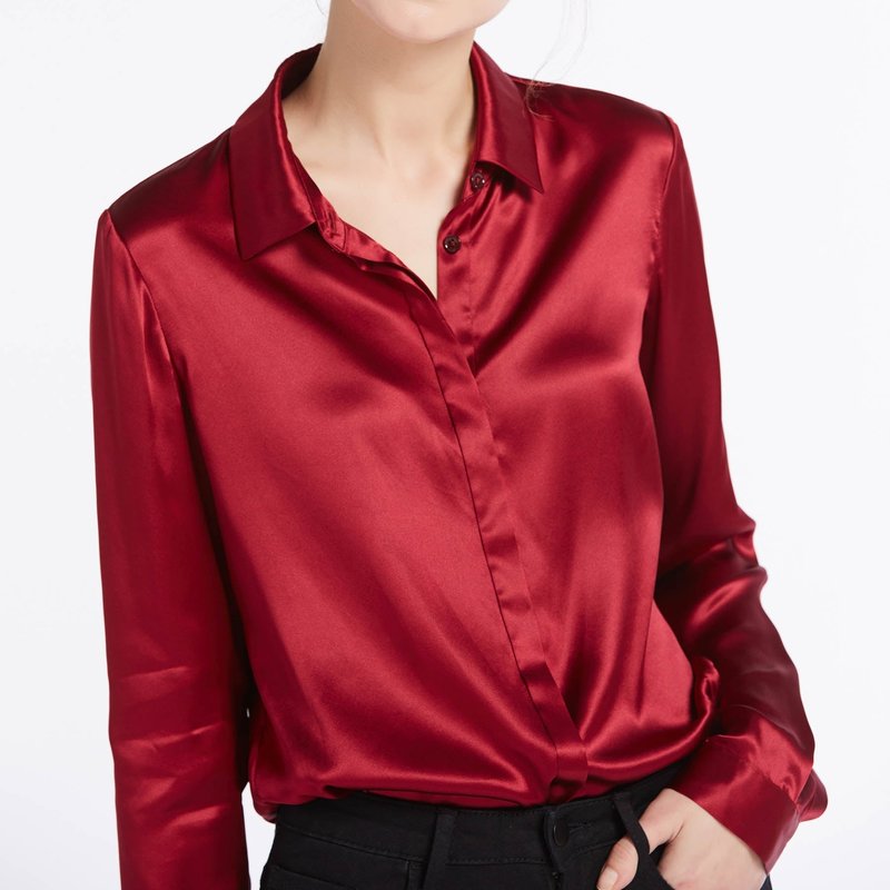 Lilysilk Basic Concealed Placket Silk Shirt In Red