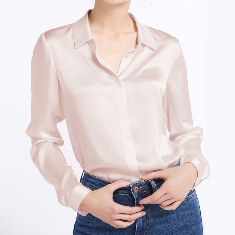 Shop Lilysilk Basic Concealed Placket Silk Shirt In Pink