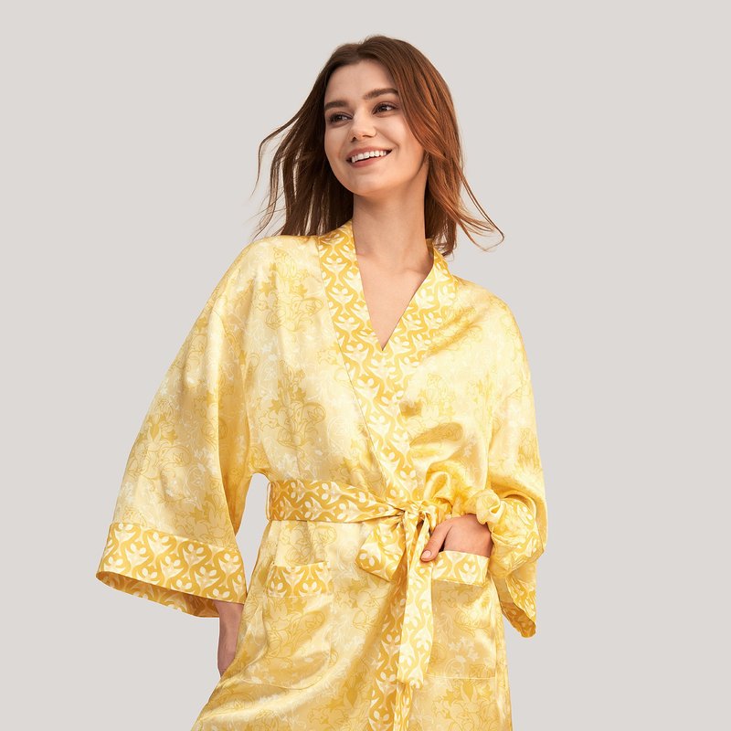 Shop Lilysilk Golden Lily Silk Satin Kimono Robe