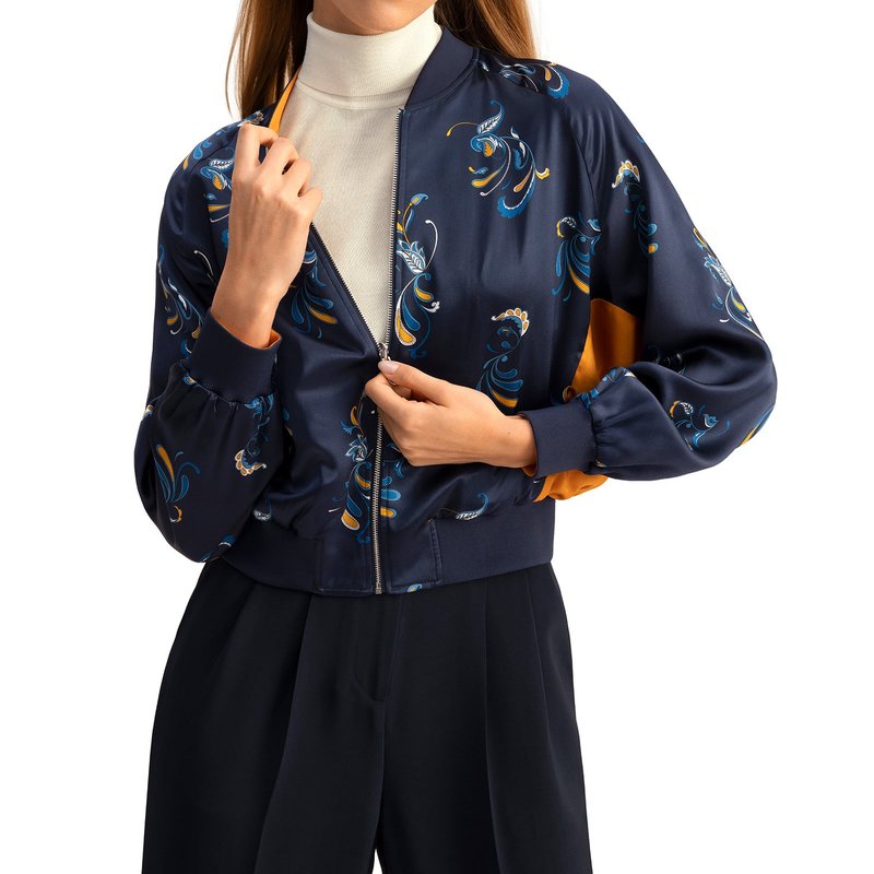 Lilysilk Women Spring Waltz Reversible Silk Jacket In Blue