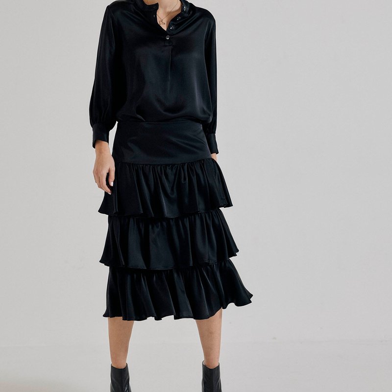Lindsay Nicholas New York Elena Francesca Tiered Skirt In Black