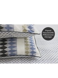 Linen House Northbrook Pillowcase Pair (Indigo) (20 x 30in) (UK - 50 x 75cm)