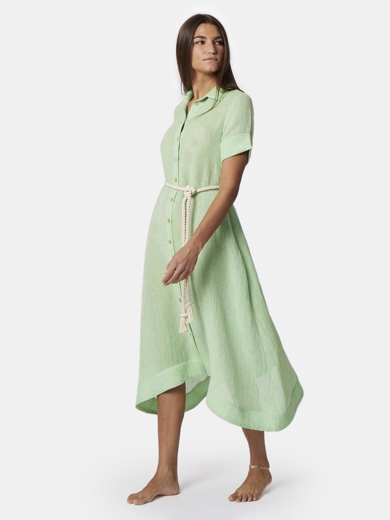 lisa marie fernandez green linen dress