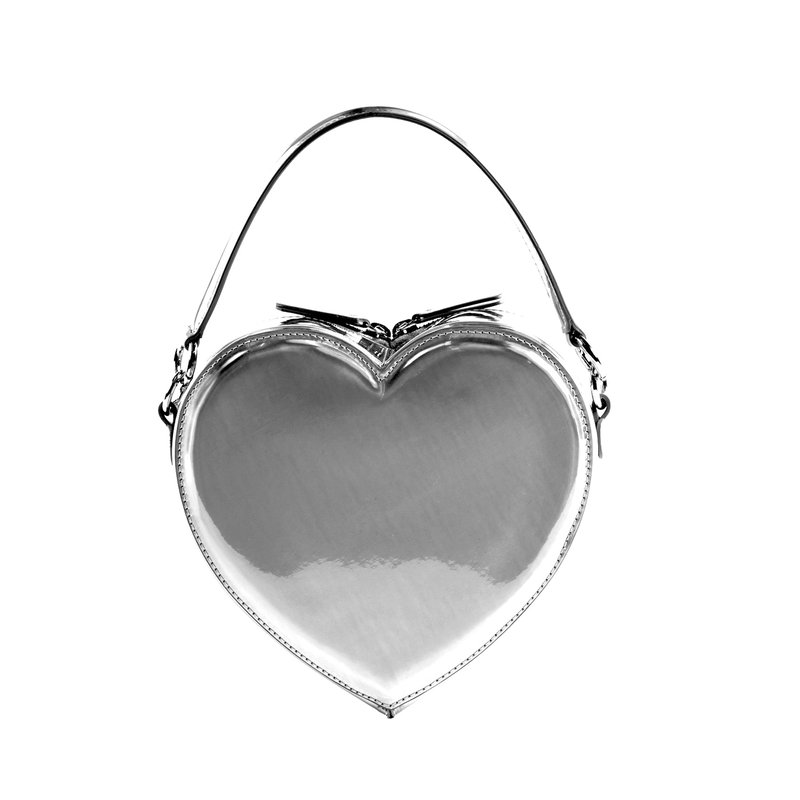 Shop Liselle Kiss Harley Silver In Mirrored Vegan Leather Handbag In Grey