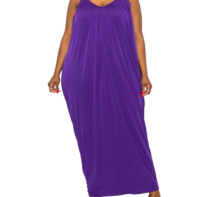 Livd Adora Ruched Spaghetti Strap Dress In Purple