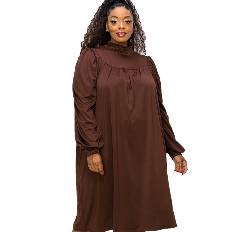 Livd Amal Mock Neck Dress In Brown