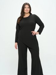 Asymmetrical Rib Loungewear Set - Black