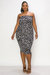 Leopard Print Sleeveless Midi Dress - Grey/Charcoal