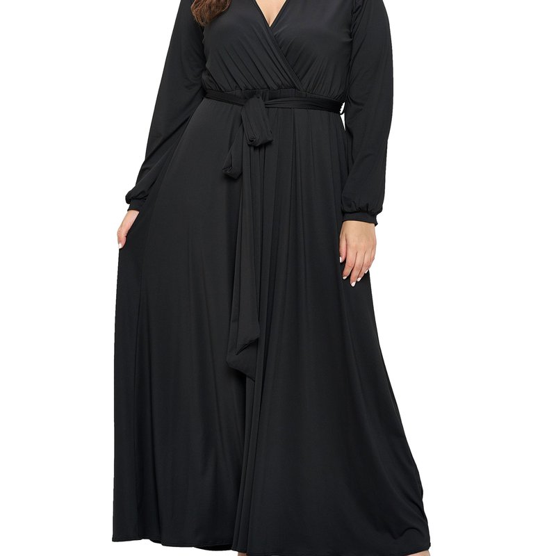 Livd Plus Size Espinoza Surplice Maxi Dress In Black
