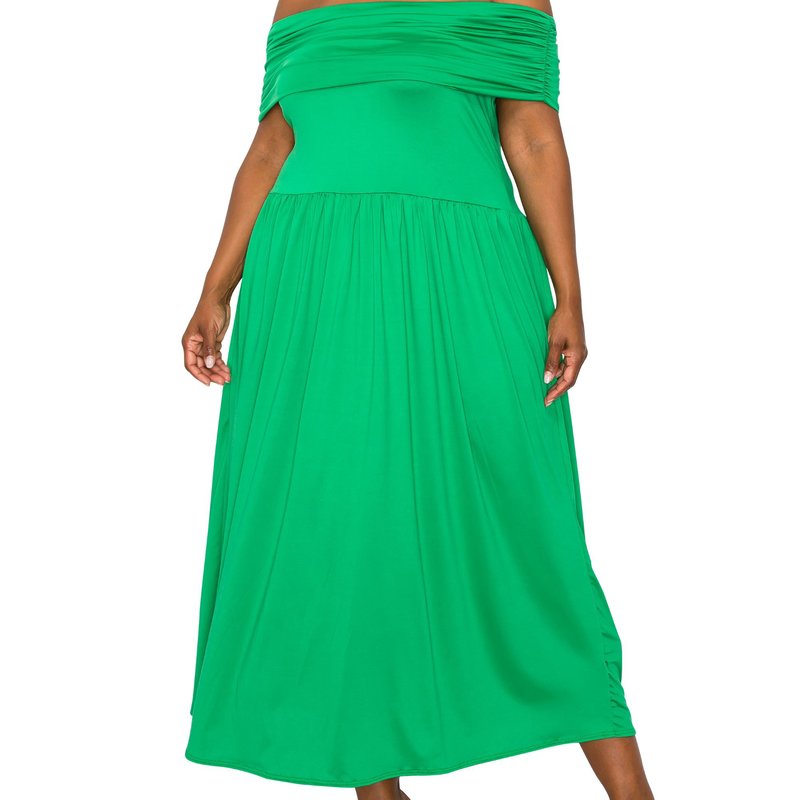 Livd Plus Size Hayek Off Shoulder Maxi Dress In Green