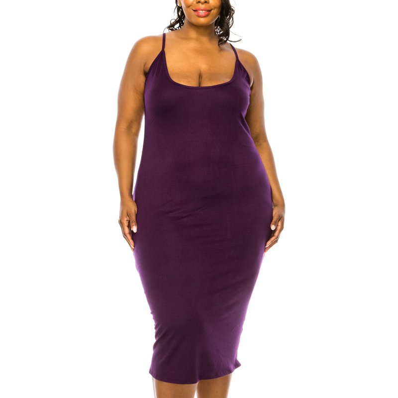 Livd Plus Size Jennie Spaghetti Strap Midi Dress In Purple