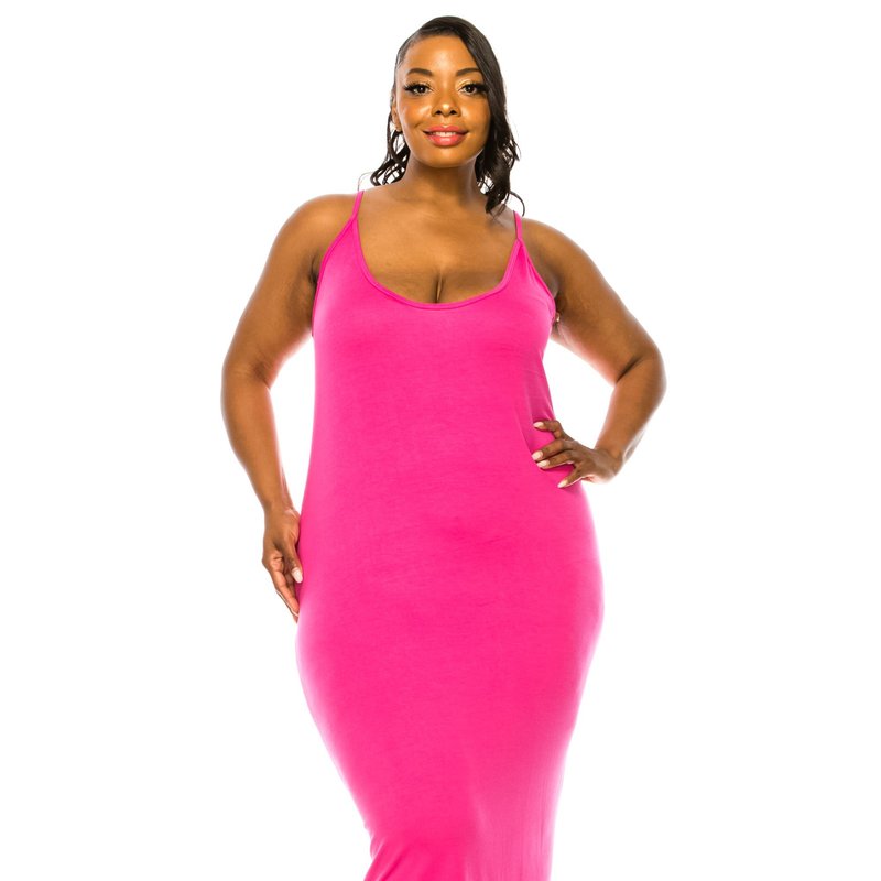 Livd Plus Size Jennie Spaghetti Strap Midi Dress In Pink