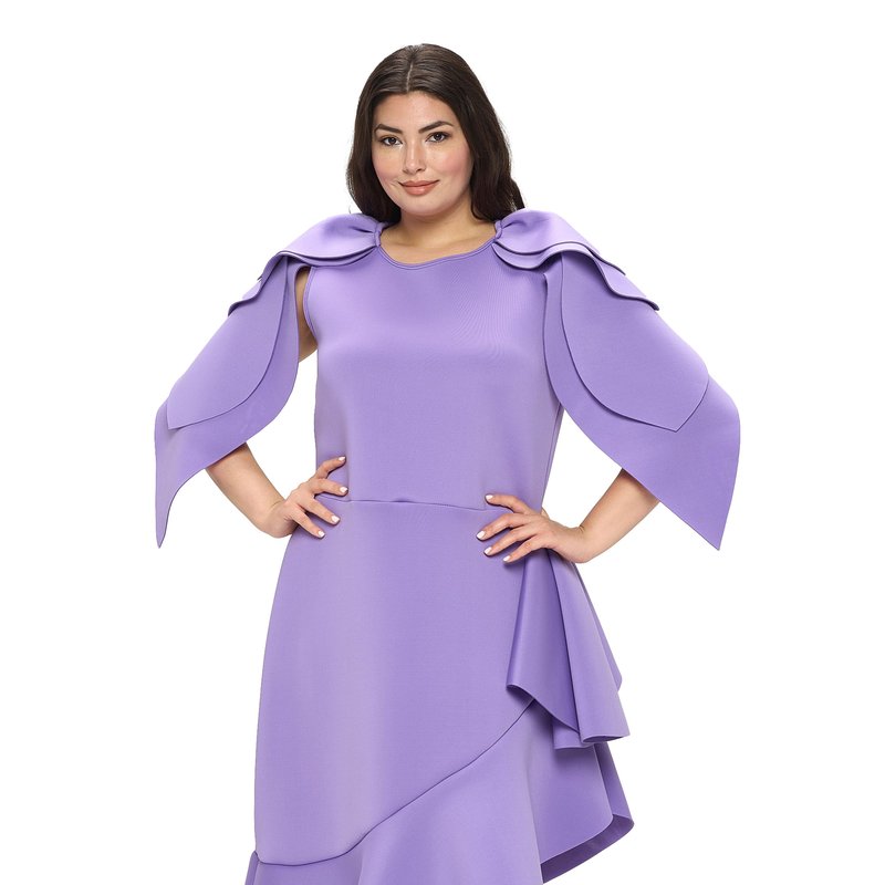 Livd Plus Size Kaskade Ruffled Neoprene Dress In Purple