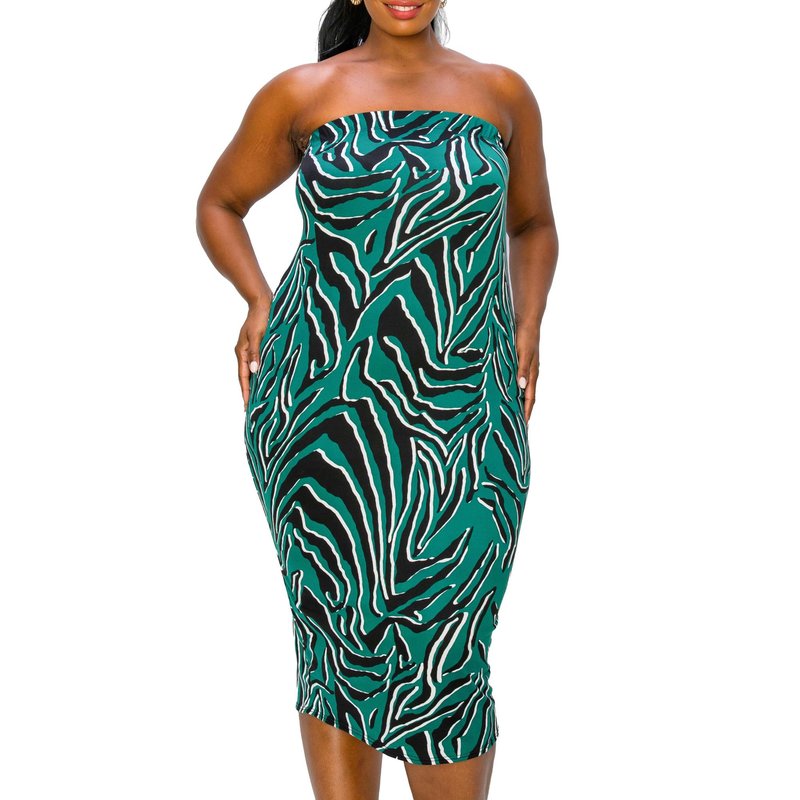 Livd Plus Size Kiko Zebra Print Tube Dress In Green