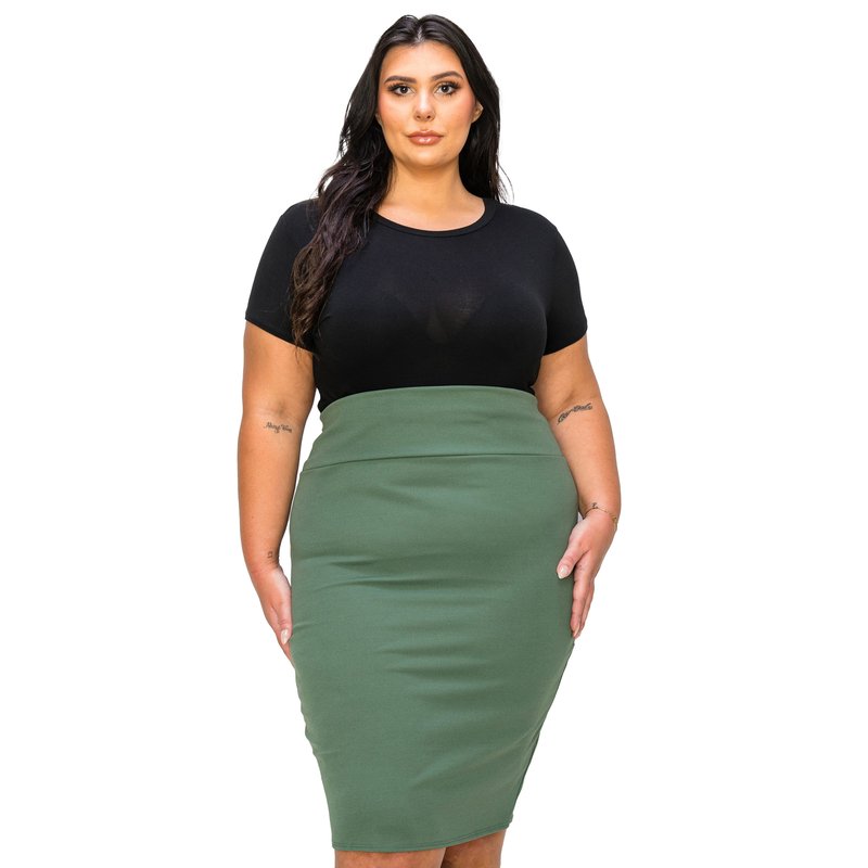 Livd Plus Size Molly Pencil Skirt In Green