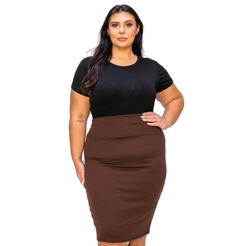 Livd Plus Size Molly Pencil Skirt In Brown