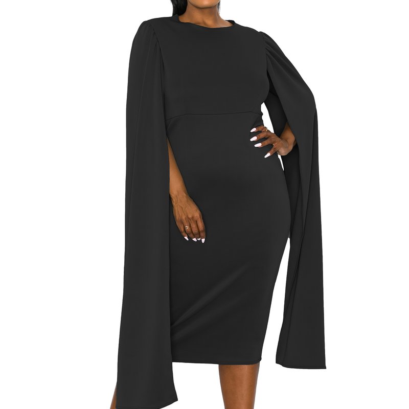 Livd Plus Size Naomi Cape Dress In Black
