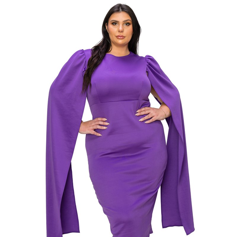 Livd Plus Size Naomi Cape Dress In Purple
