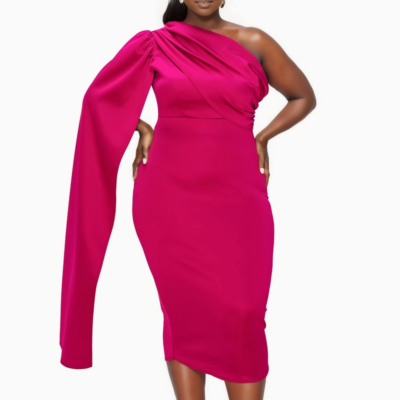 Livd Plus Size Spade One Shoulder Cape Dress In Pink