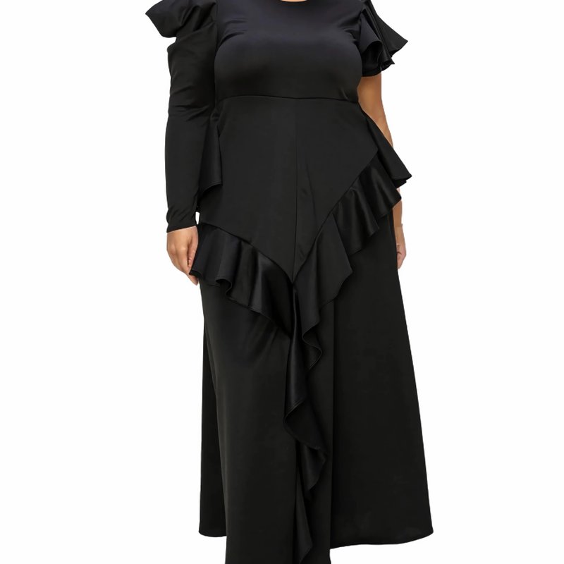 Livd Plus Size Vivienne Ruffled Maxi Dress In Black