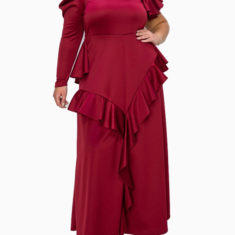 Livd Plus Size Vivienne Ruffled Maxi Dress In Red
