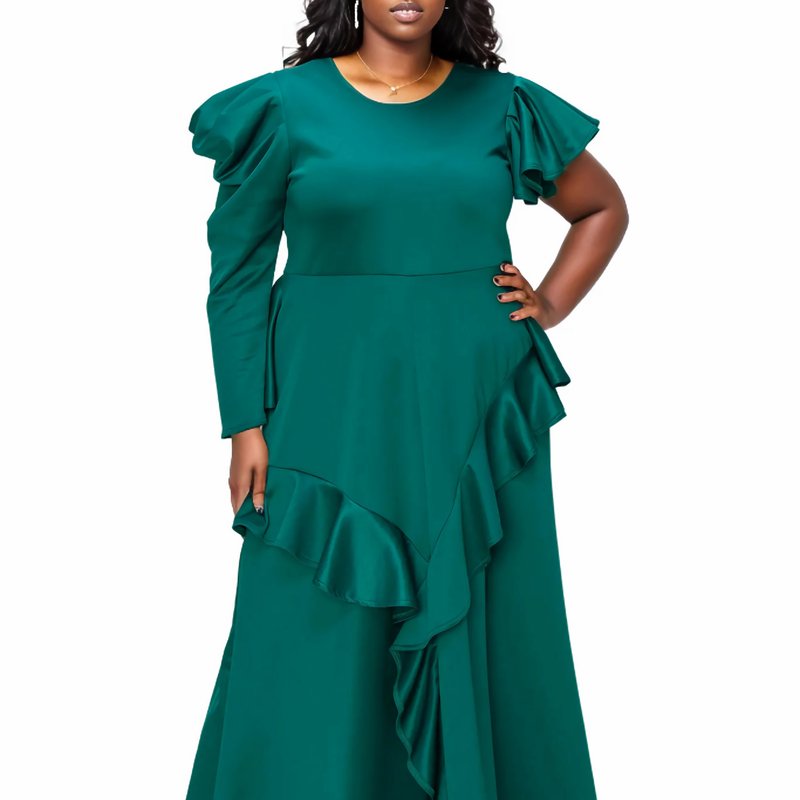 Livd Plus Size Vivienne Ruffled Maxi Dress In Green