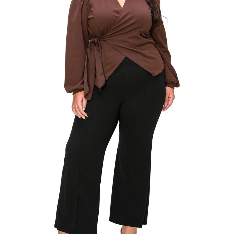 Livd Plus Size Yelena Crepe Wrap Top In Brown