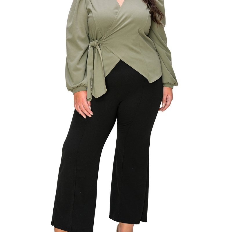Livd Plus Size Yelena Crepe Wrap Top In Green