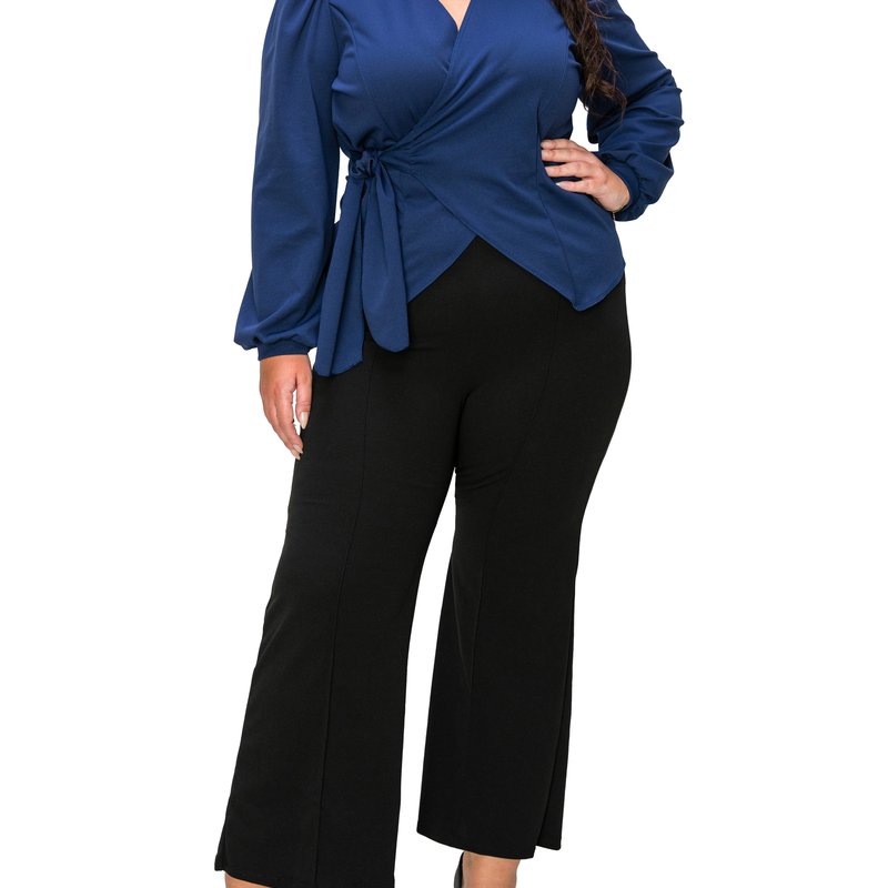 Livd Plus Size Yelena Crepe Wrap Top In Blue