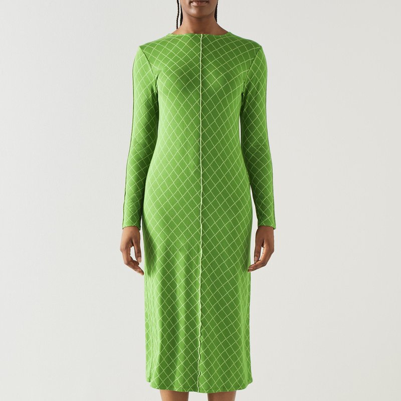 Lk Bennett Annie Lime/ Ivory Dress In Green
