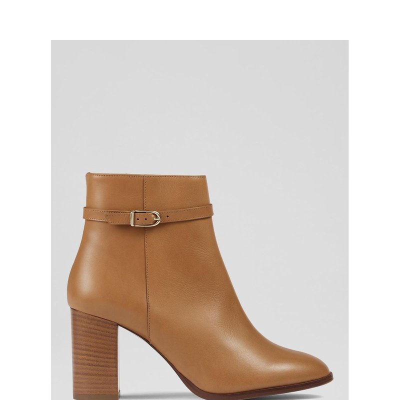 Lk Bennett Bryony Camel Smooth Calf Leather Ankle Boot In Brown