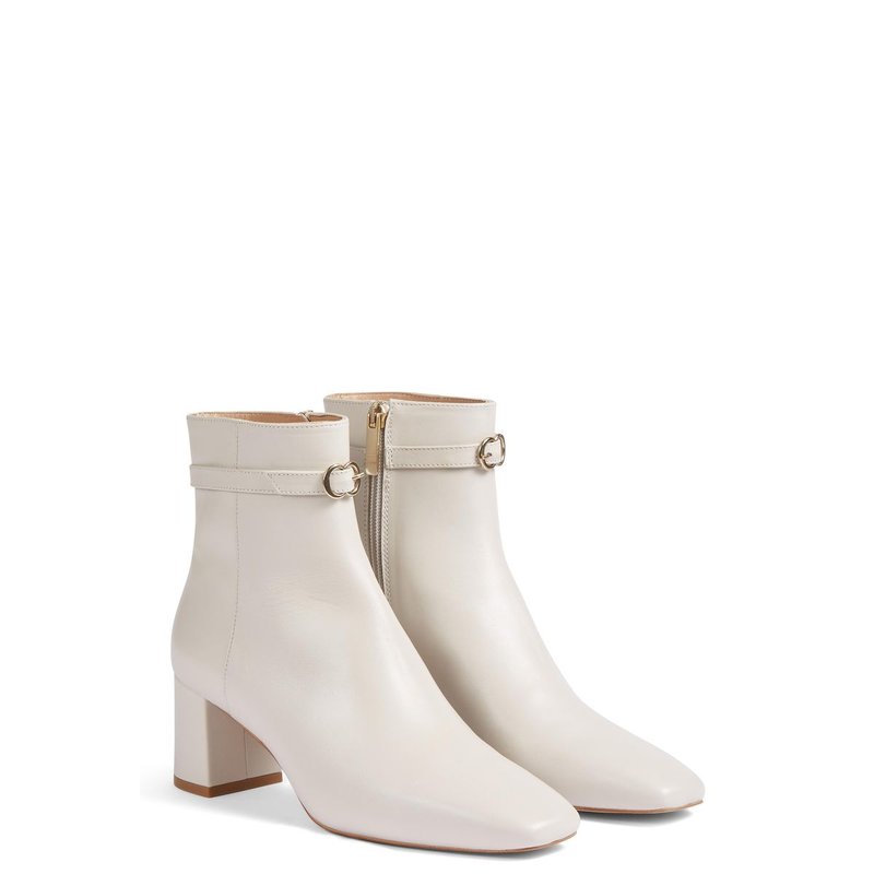 Lk Bennett Natalia Ecru Calf Leather Ankle Boot In White