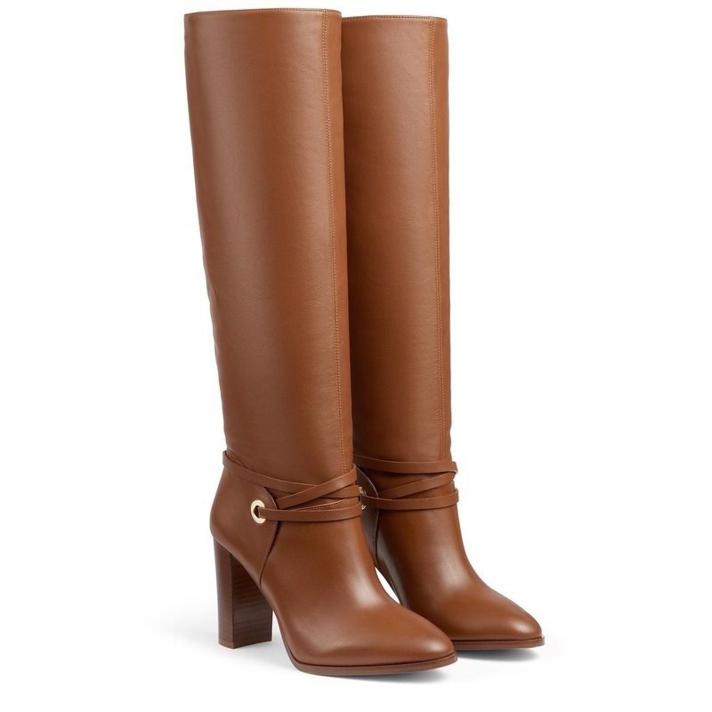 Lk Bennett Shelby Tan Calf Leather Knee Boot In Brown