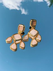 Sea Glass Statement Earrings - Pink
