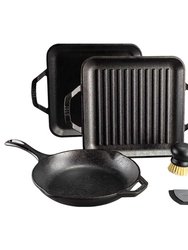 6-Pc Chef Collection Cast Iron Grill/Griddle Gourmet Set