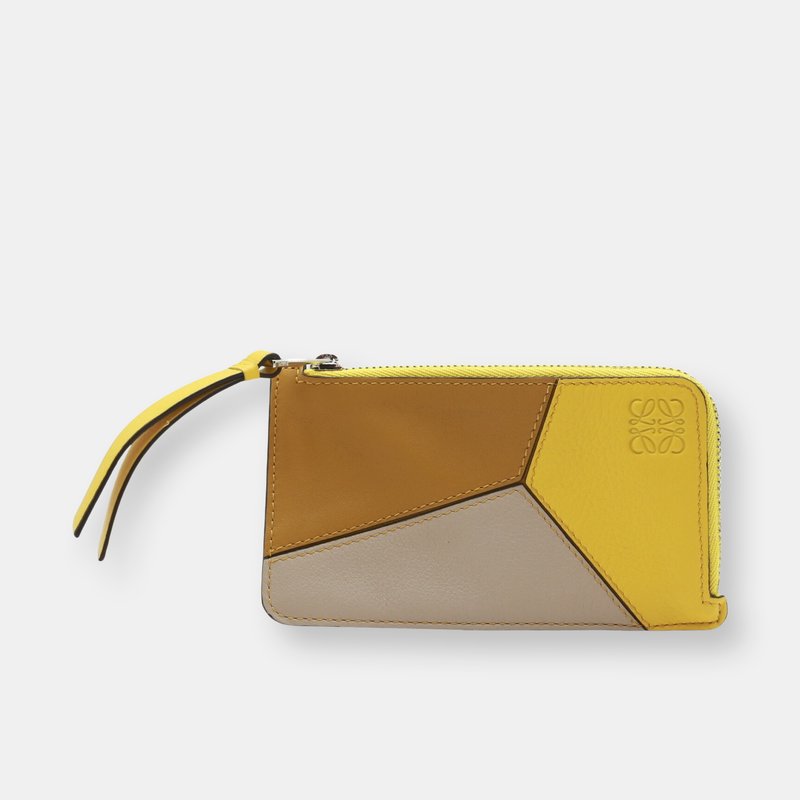 Loewe Women's Puzzle Coin And Card Holder Leather Wallet In Yellow