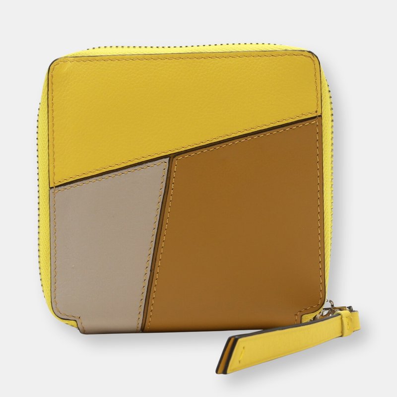 Loewe Women's Puzzle Square Zip Leather Wallet In Yellow