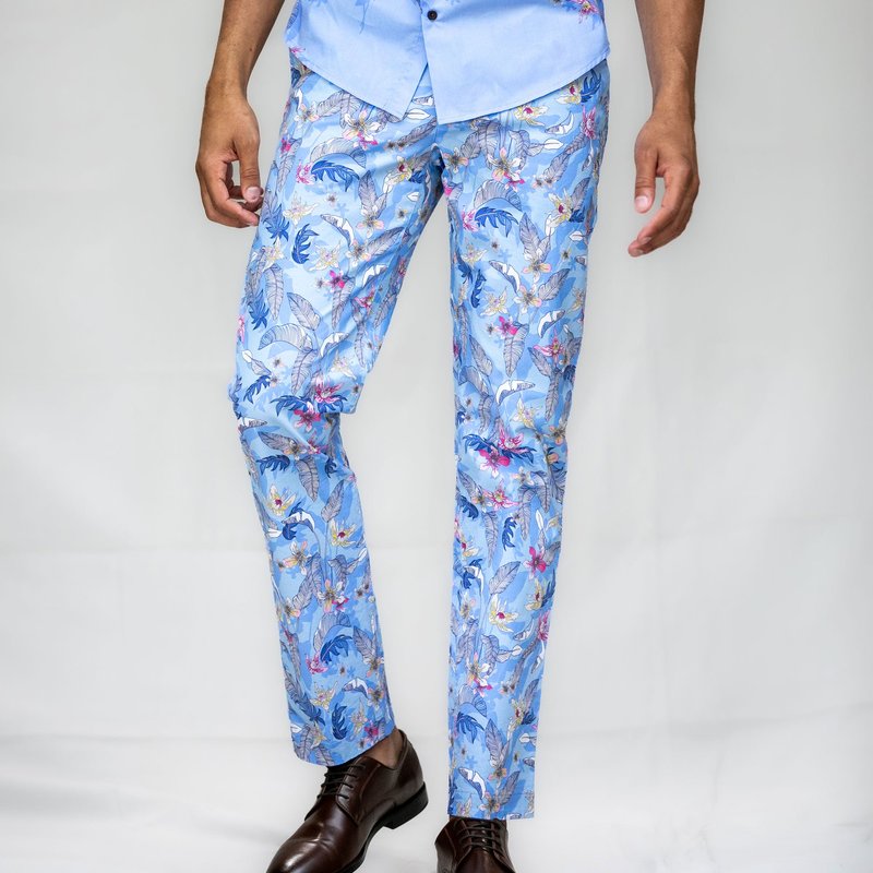 Shop Loh Dragon Charles Falling Flowers Pant In Blue