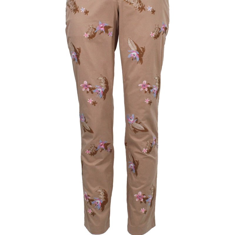 Shop Loh Dragon Charles Flower Embroidery Pant In Brown
