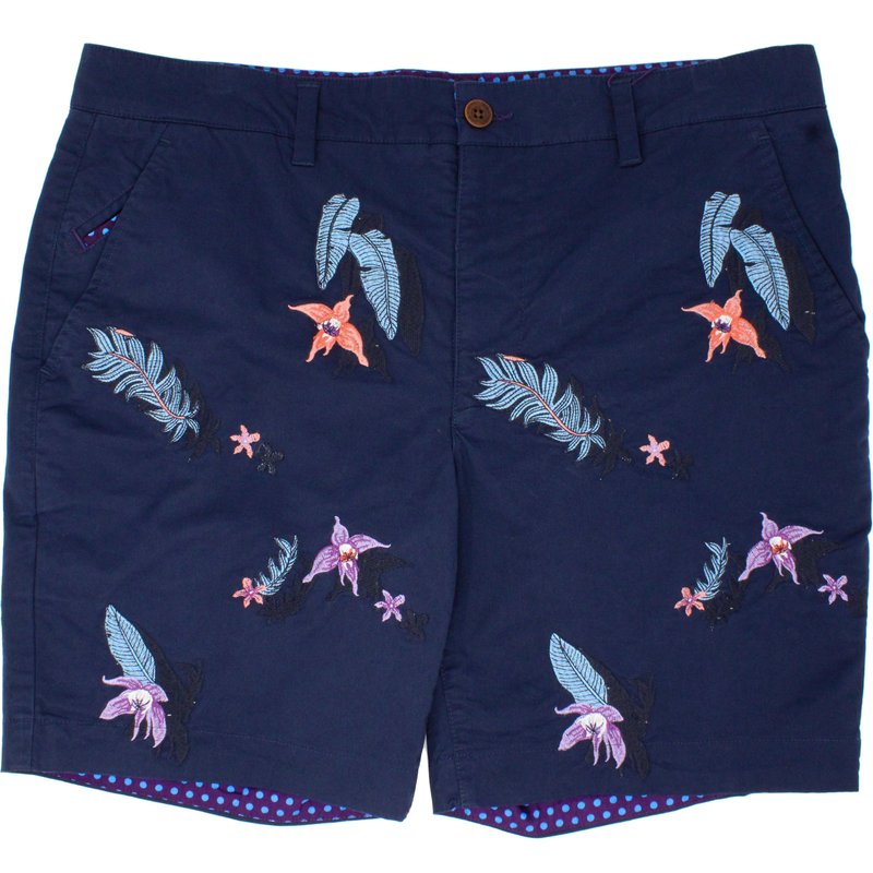 Shop Loh Dragon Edward Flower Embroidery Short In Blue