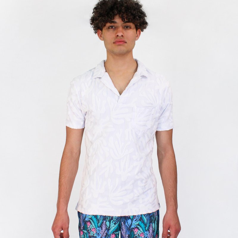 Loh Dragon Johnny Coral Towel Polo Shirt In White