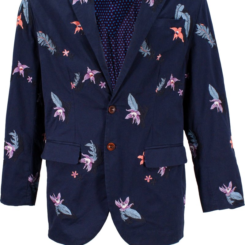 Shop Loh Dragon Julius Flower Embroidery Blazer In Blue