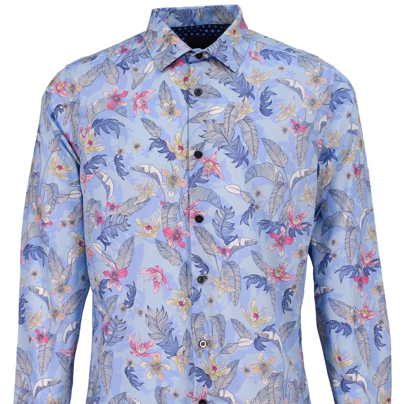 Shop Loh Dragon Norman Falling Flowers Shirt In Blue