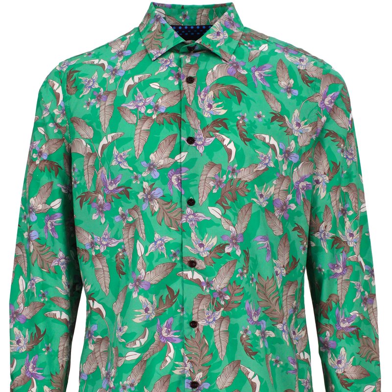 Shop Loh Dragon Norman Falling Flowers Shirt In Green