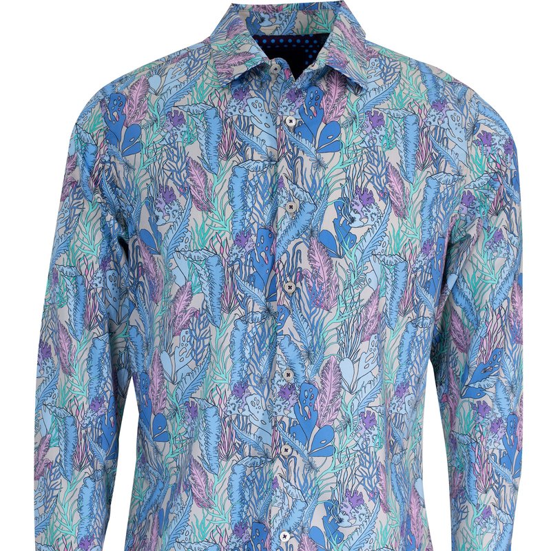 Loh Dragon Norman Floral Tide Shirt In Pumice In Blue