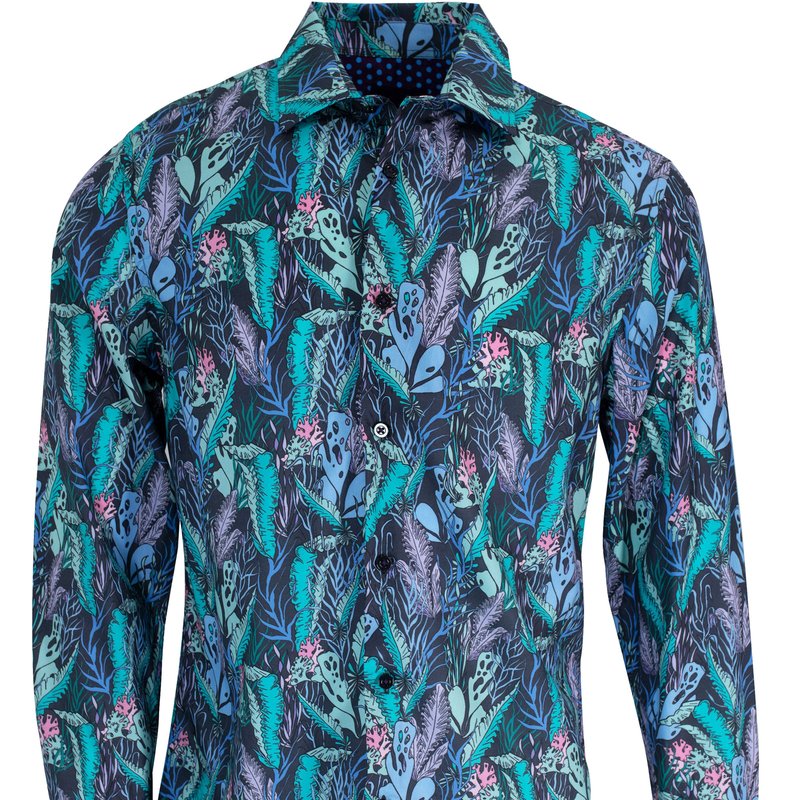 Loh Dragon Norman Floral Tide Shirt In Smoke In Blue